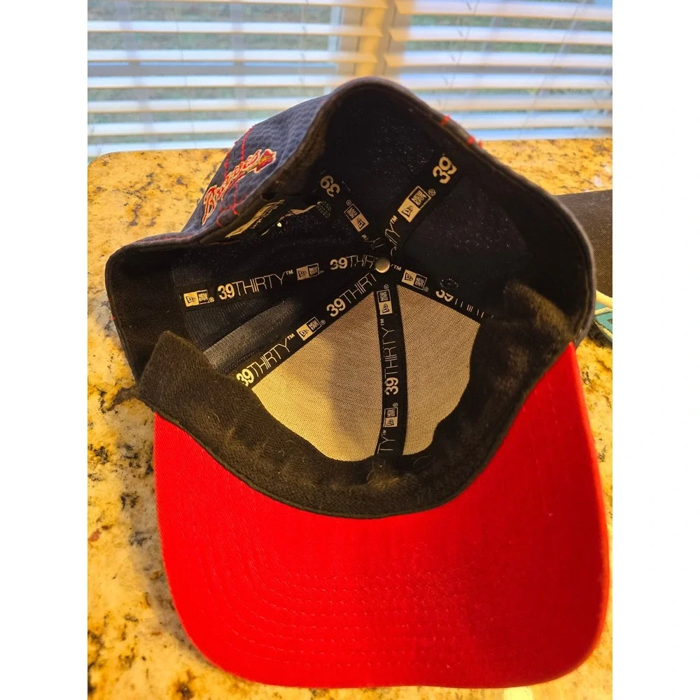 Atlanta Braves New Era 39THIRTY Flex Fit‎ Baseball Cap Men's Size LXL Navy Red